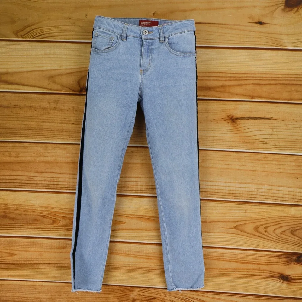 Arizona Skinny Jeans Girls Size 14 Blue‎ Cotton Blend Light Wash Mid Rise